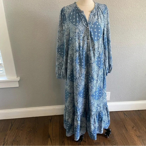 Daily Thread‎ Chambray Bandana Print Maxi Dress Size Small - Picture 1 of 6